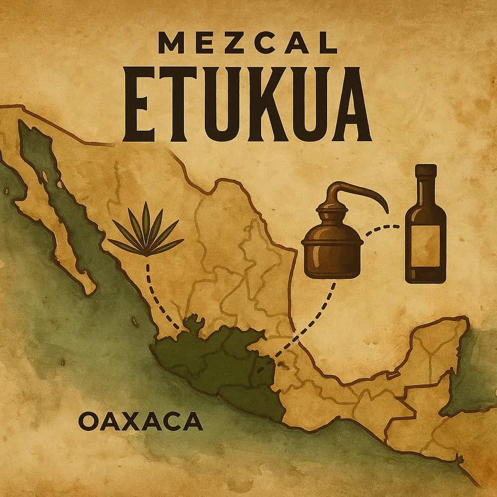 Mapa estilizado de México mostrando la ruta de trazabilidad desde Oaxaca hasta el destino final
