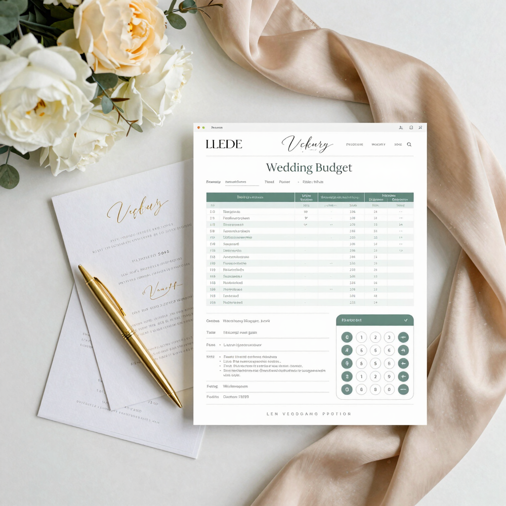 Overhead shot of a seating chart with elegant calligraphy and floral decorations.
