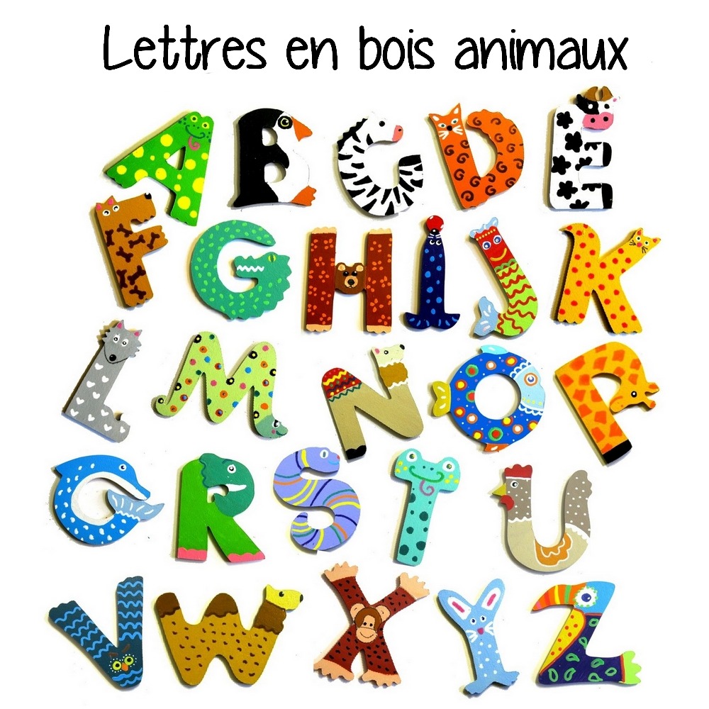 Lettres en bois animaux pour chambre de bébé