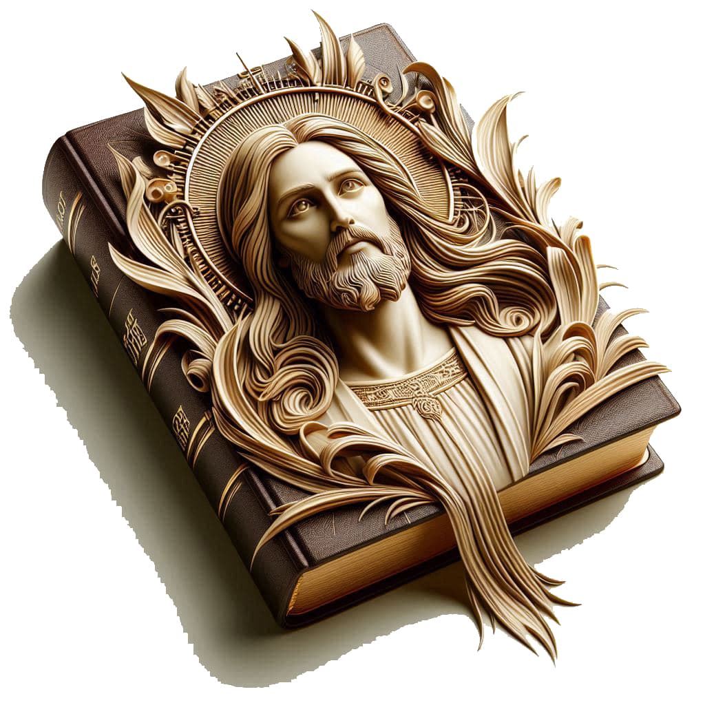 बाइबिल के ऊपर उभरी हुई यीशु की मूर्ति, दिव्यता और प्रेम का प्रतीक