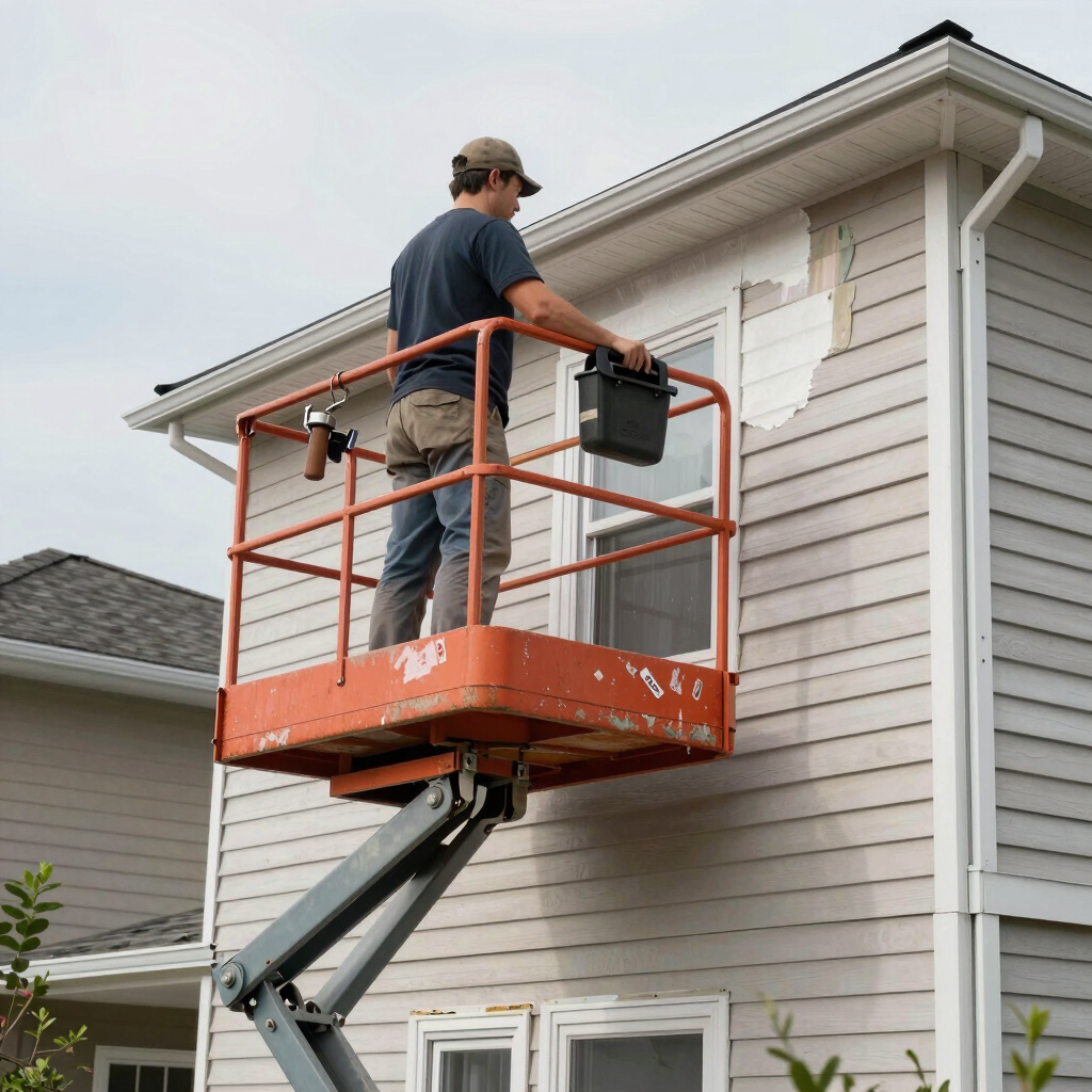 Photo of D’Angelo Spaide inspecting a home remodeling project with tools in hand.