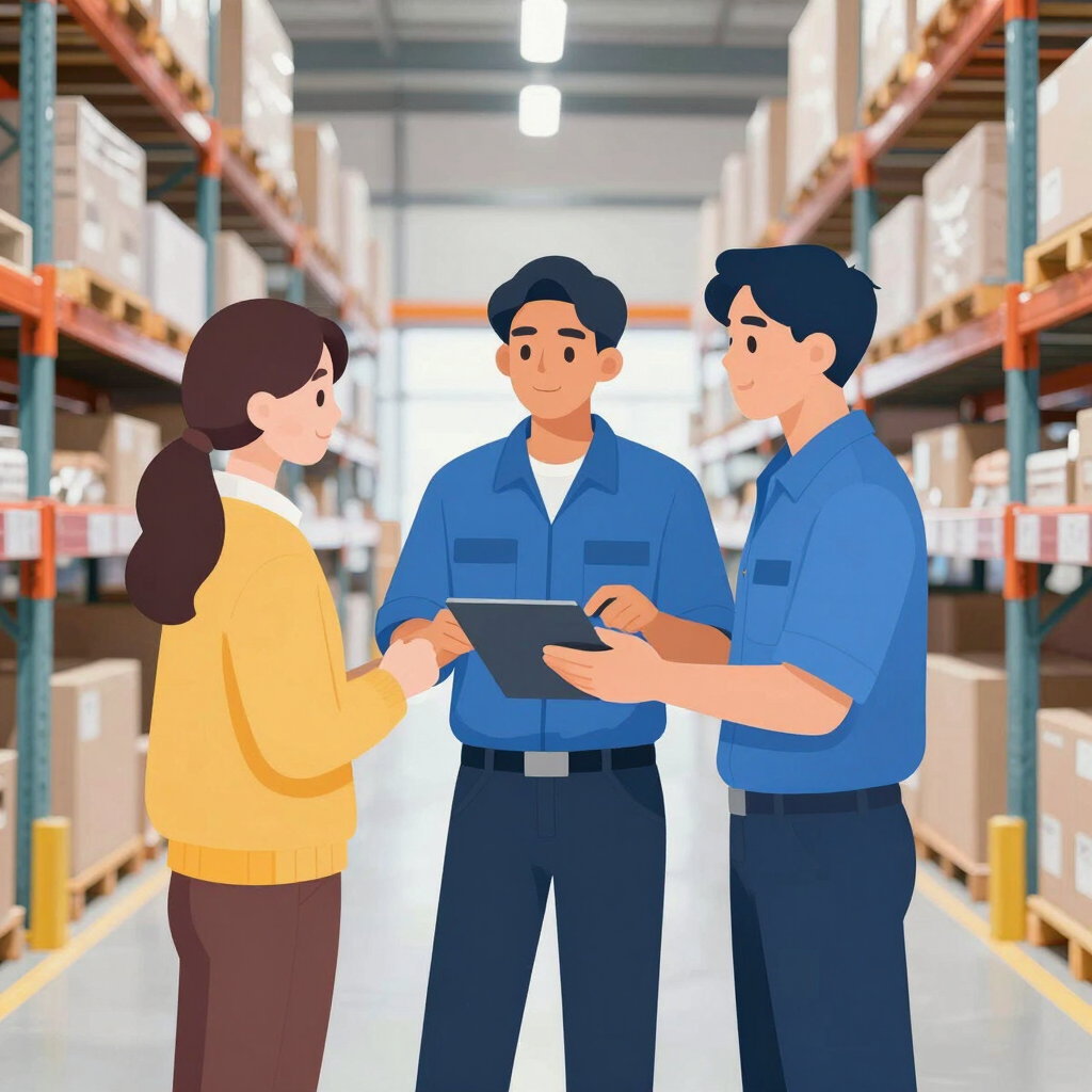 Stacks of assorted pallets in a warehouse ready for shipment.