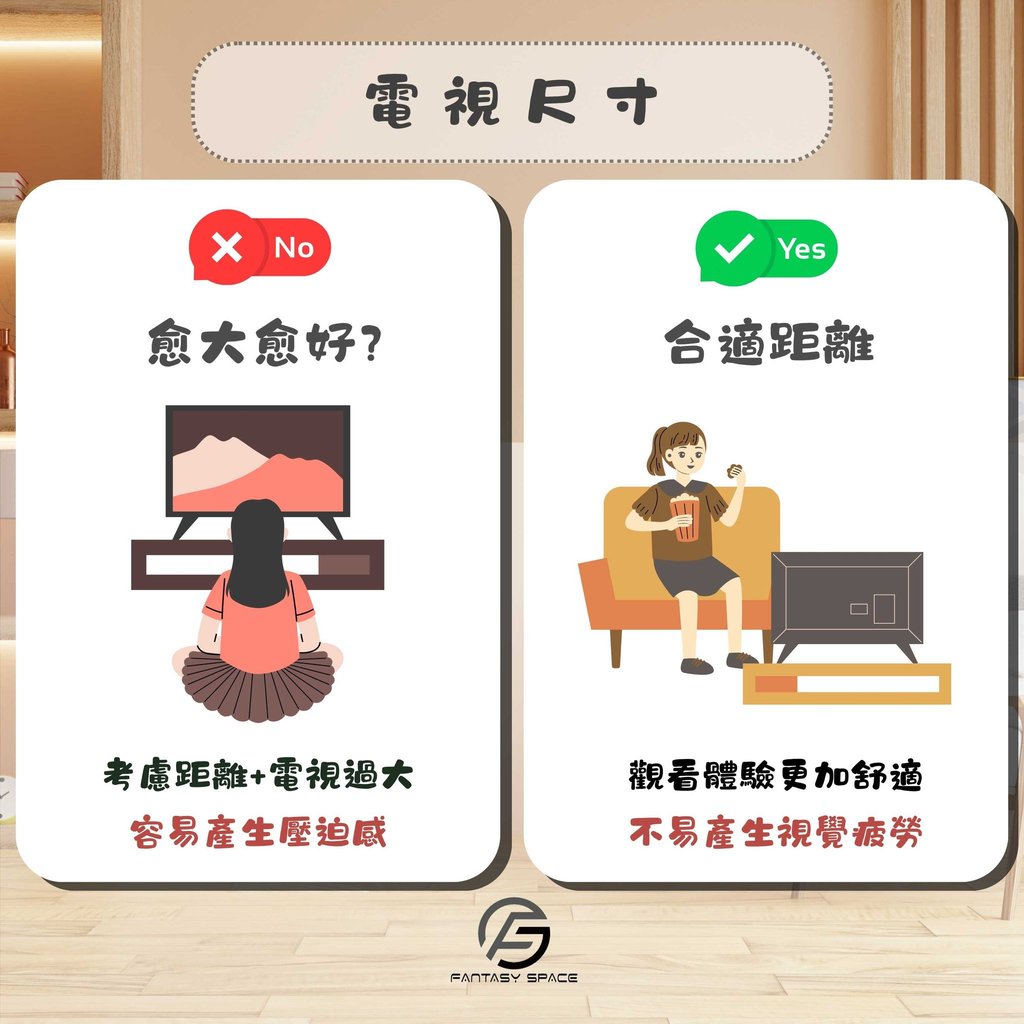 電視尺寸與視覺壓迫感比較-合理規劃觀看體驗-幻想空間