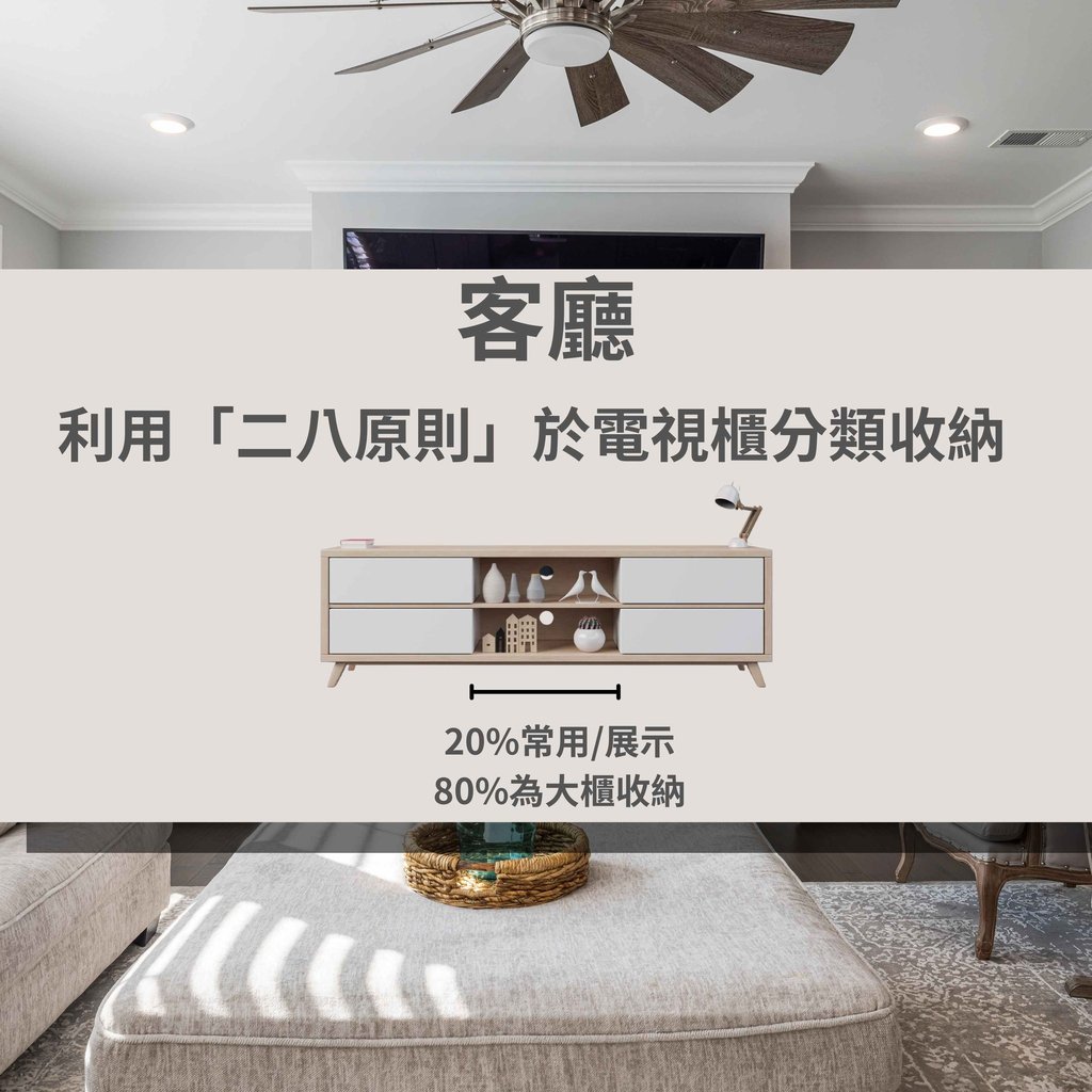 室內設計客廳收納二八原則-電視櫃規劃