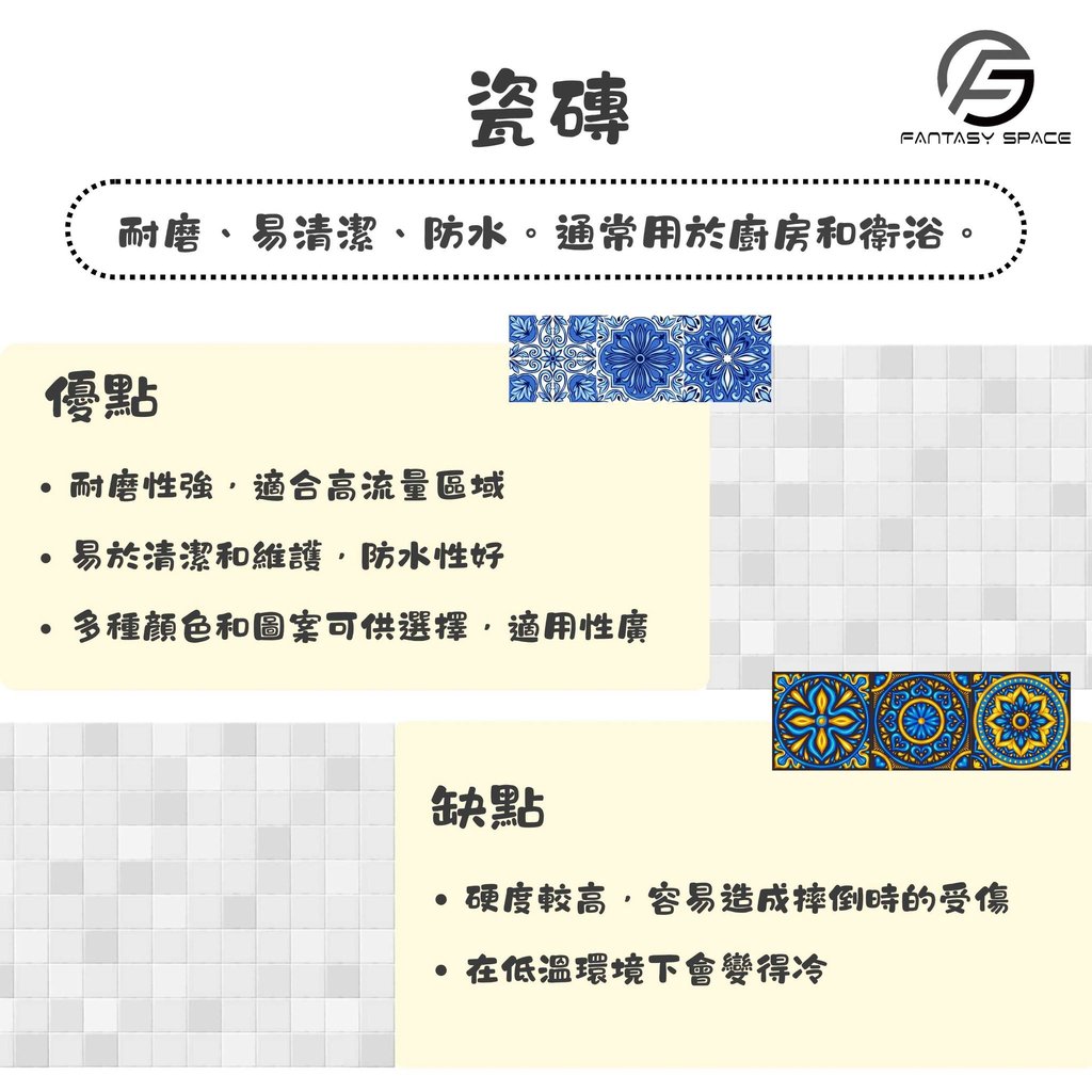 瓷磚選購建議-防水耐磨適合廚房與衛浴磚材-幻想空間