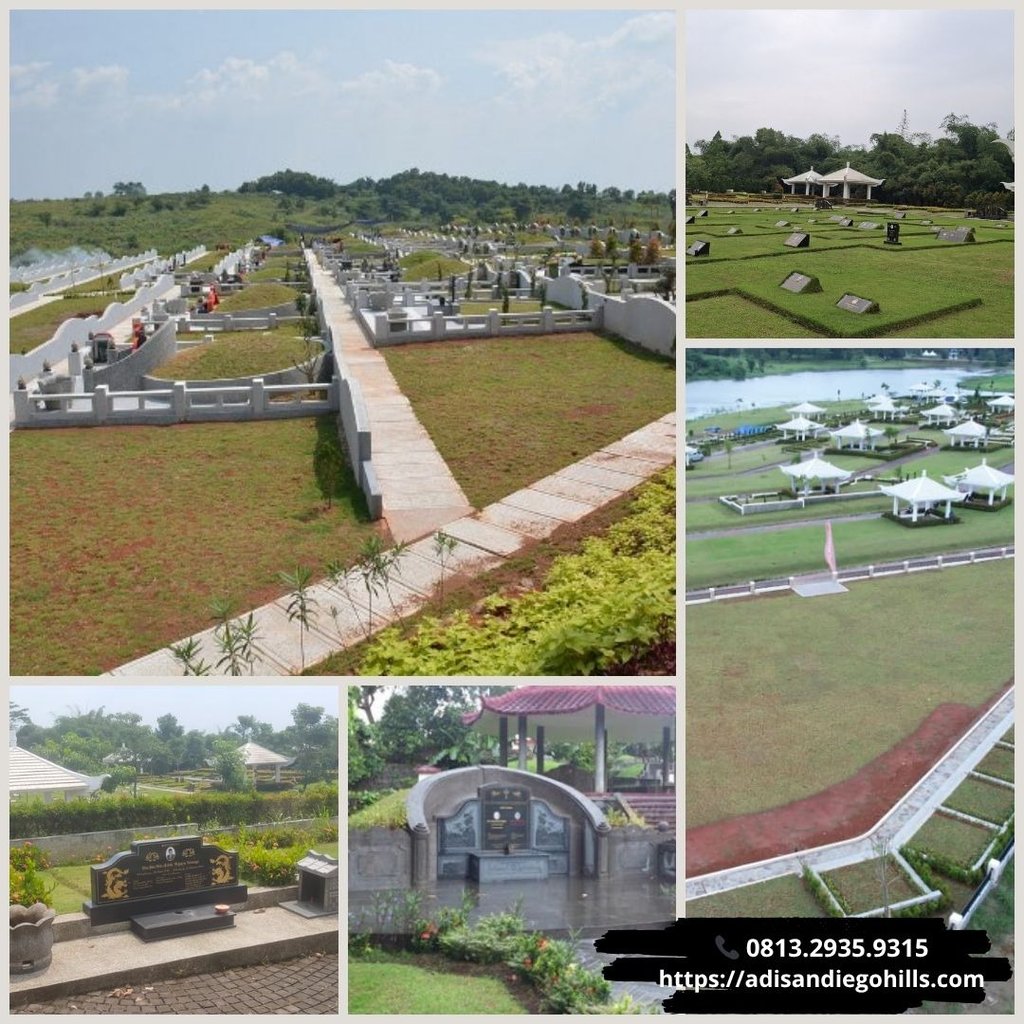 Kolase foto berbagai tipe makam sesuai feng shui Chinese di San Diego Hills Karawang