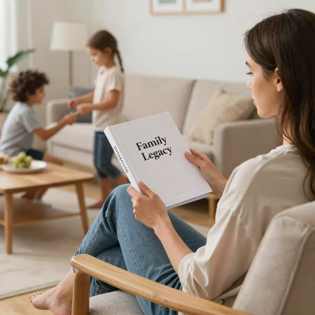 Mother reading a Ripple Family Legacy book