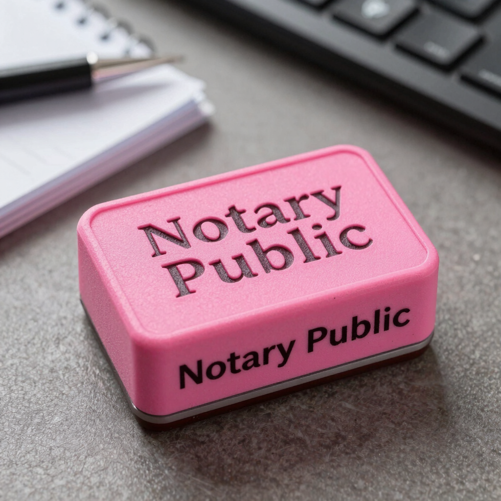 A close-up of hands stamping official documents with a notary seal.