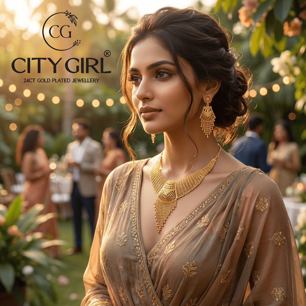 City Girl Jewellery Gold Plated 18 Carat Bridal Set Cocktail party