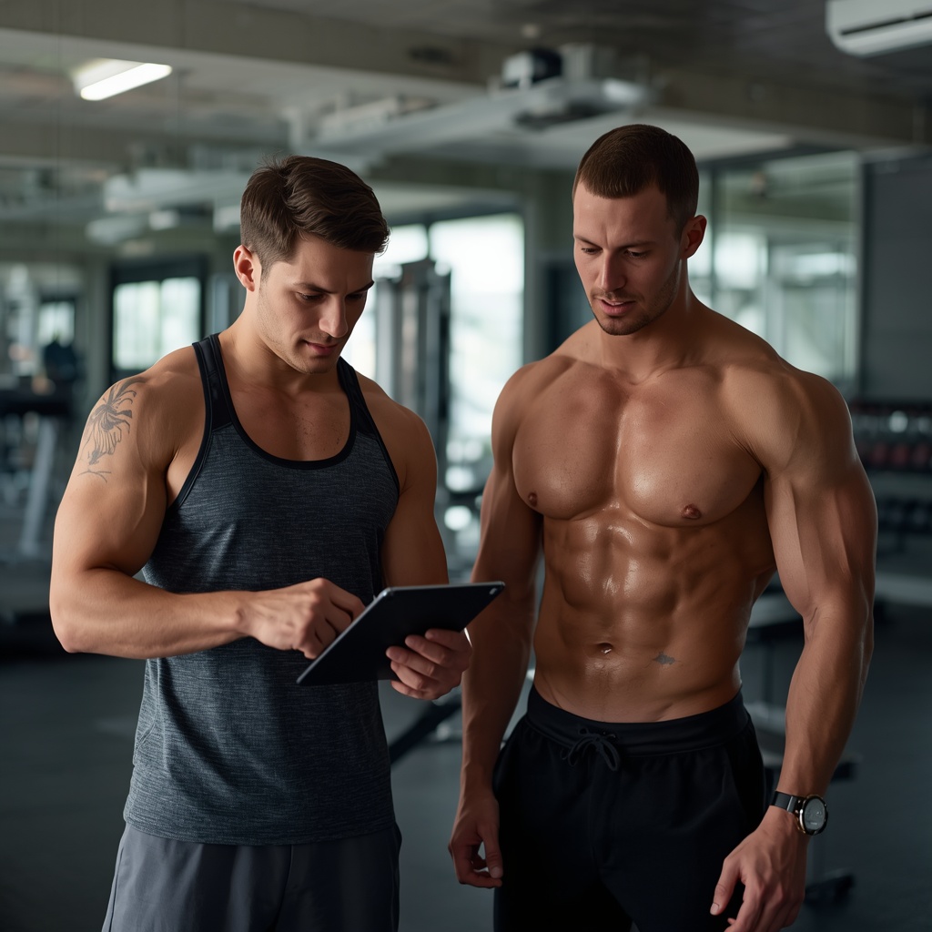 Personal trainer online acompanhando aluno através de aplicação de treino personalizada