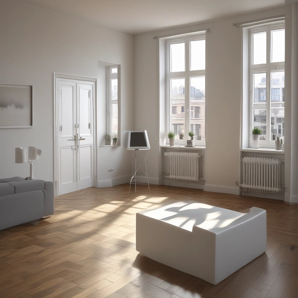 Leerer Wohnraum zur Prüfung der Wohnfläche in vermieteten Objekten