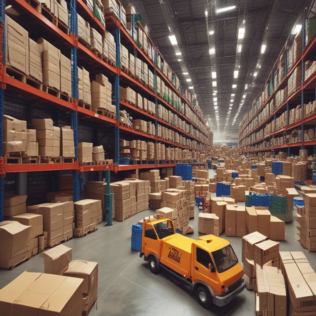 Happy customer picking up a toy order at the store counter with a smile.