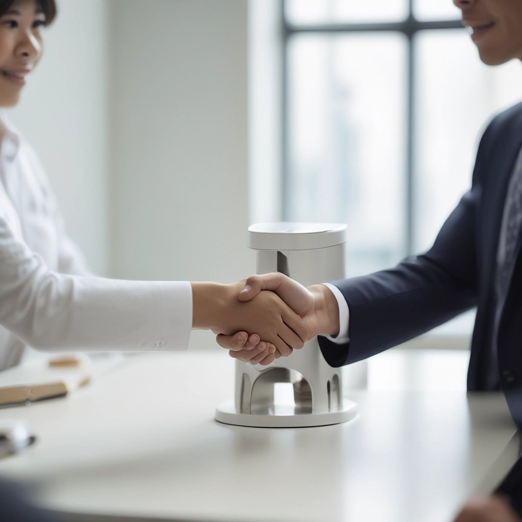 A sleek, modern smart pet feeder with soft mint green accents set against a crisp white and deep navy background.