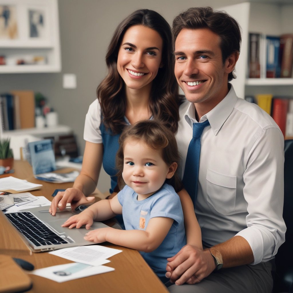 A friendly health benefits specialist smiling while reviewing insurance documents with a client.