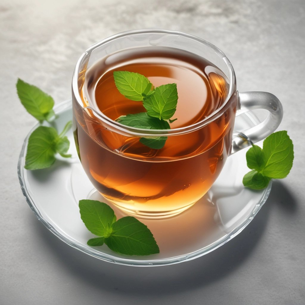 Bright green peppermint and spearmint leaves arranged in a natural basket