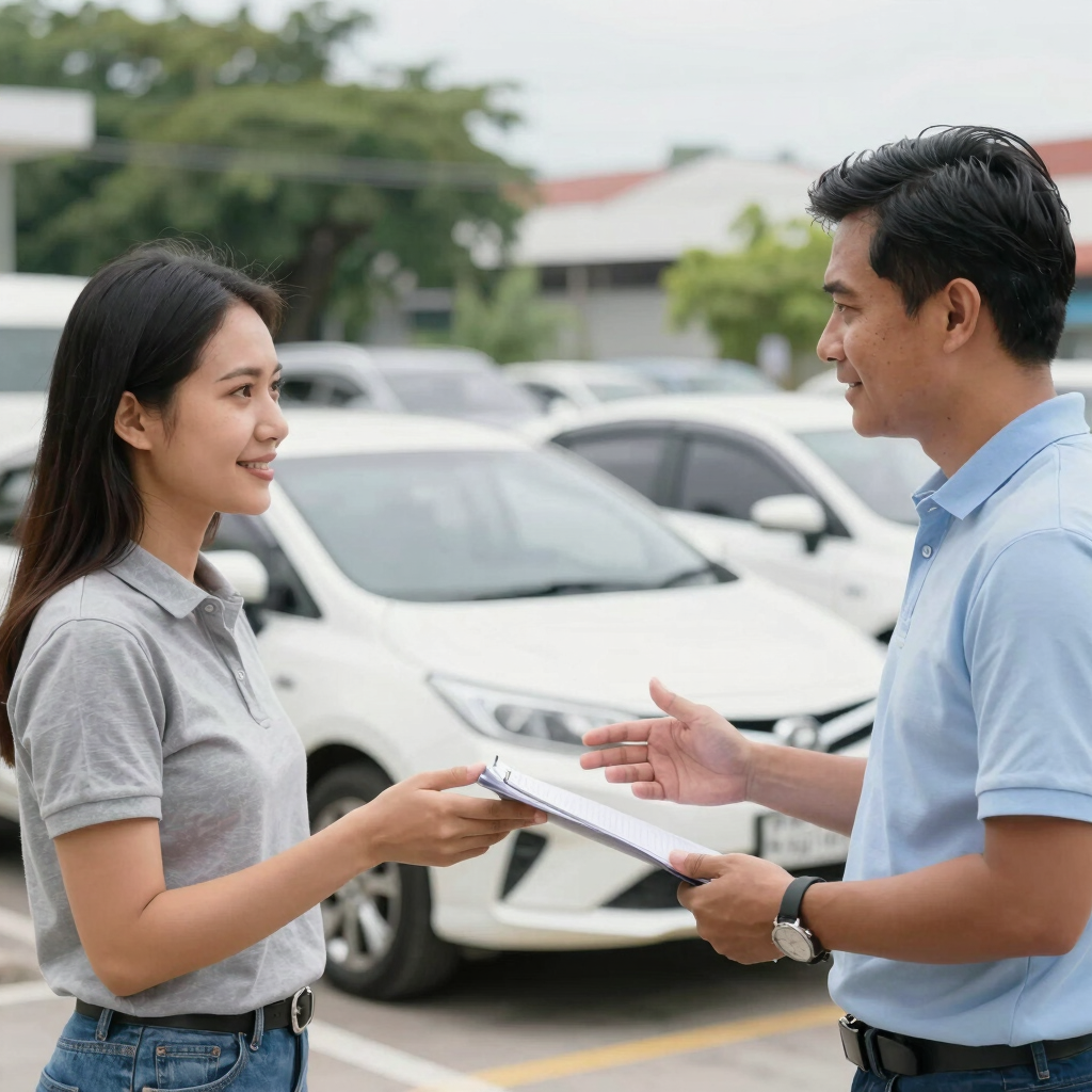 rent a car service, filipino renter and agent, make sure renter is interacting with the car