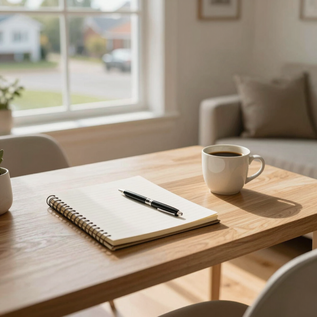 A friendly mortgage advisor at nuvue speaking with a client in a cozy office setting.