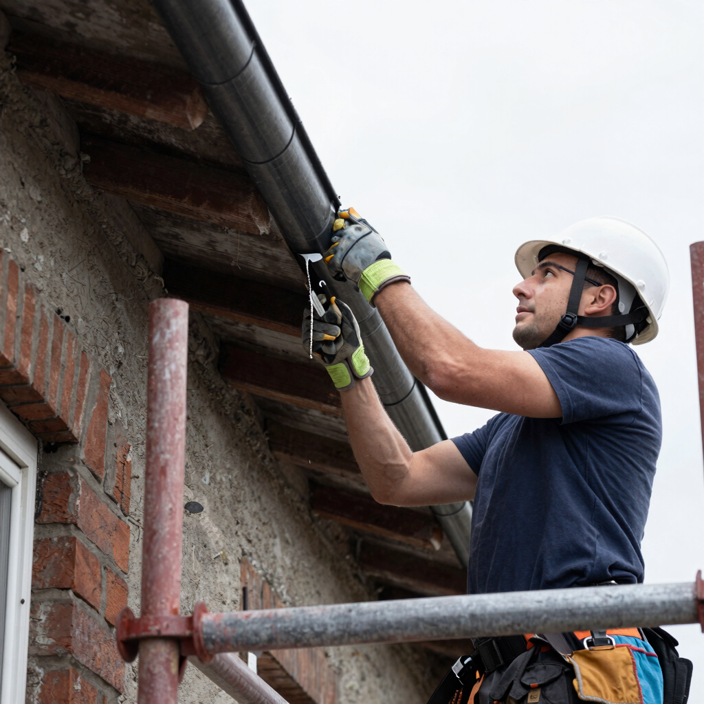 A skilled craftsman carefully restoring a charming Cardiff home's wooden door.