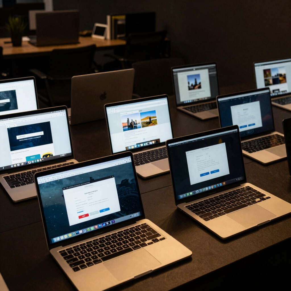 laptops placed in an office