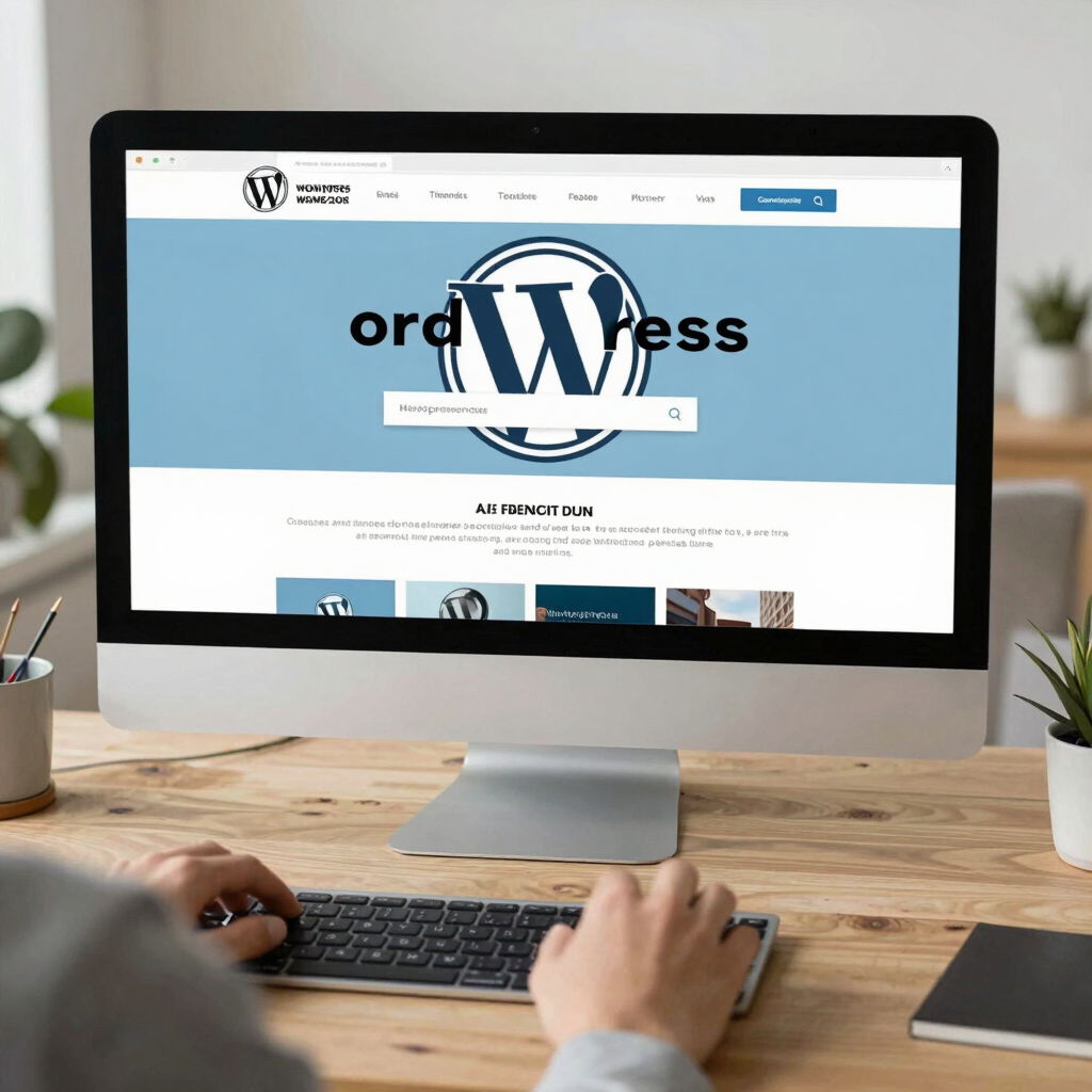 A developer coding a WordPress website on a modern laptop.