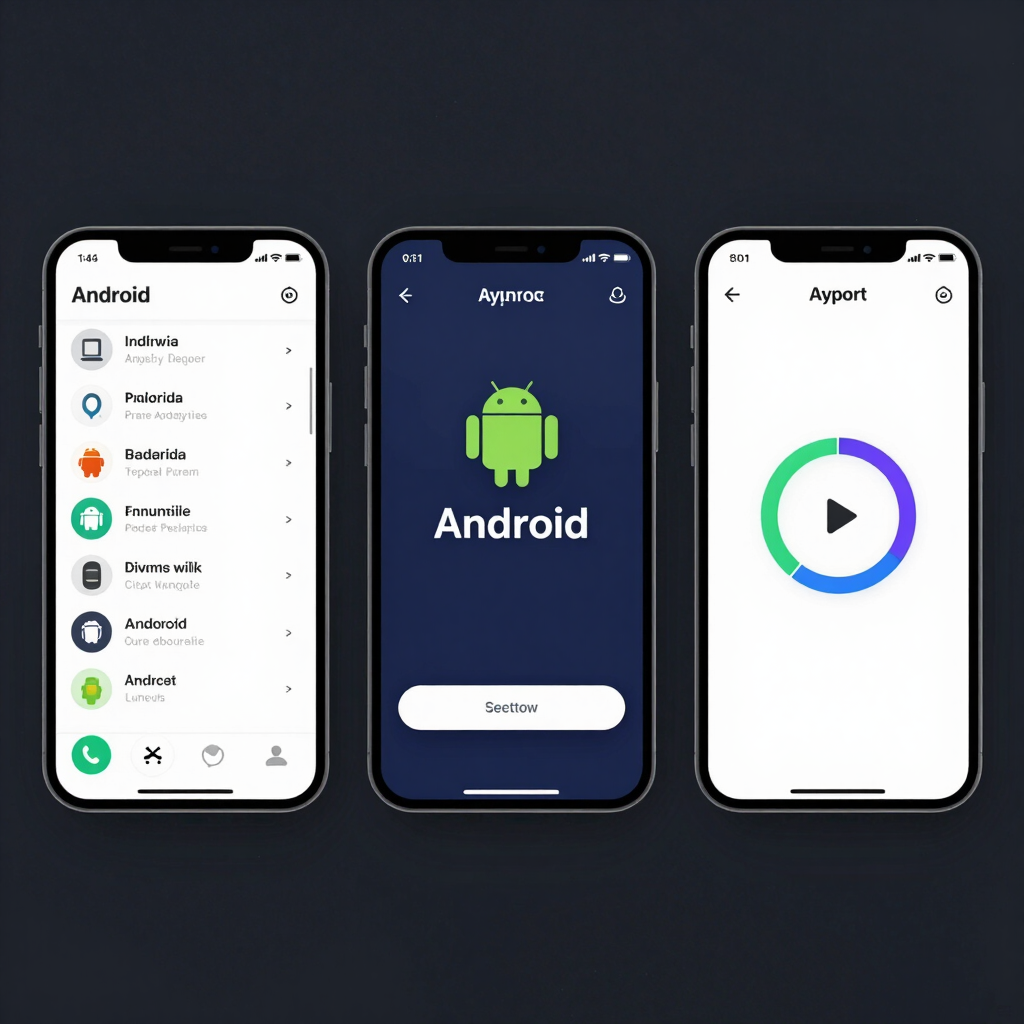 A mobile app interface displayed on both Android and iOS devices.