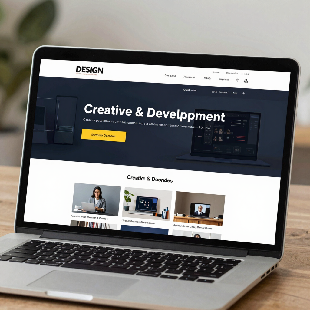 A clean, modern website homepage displayed on a laptop screen.