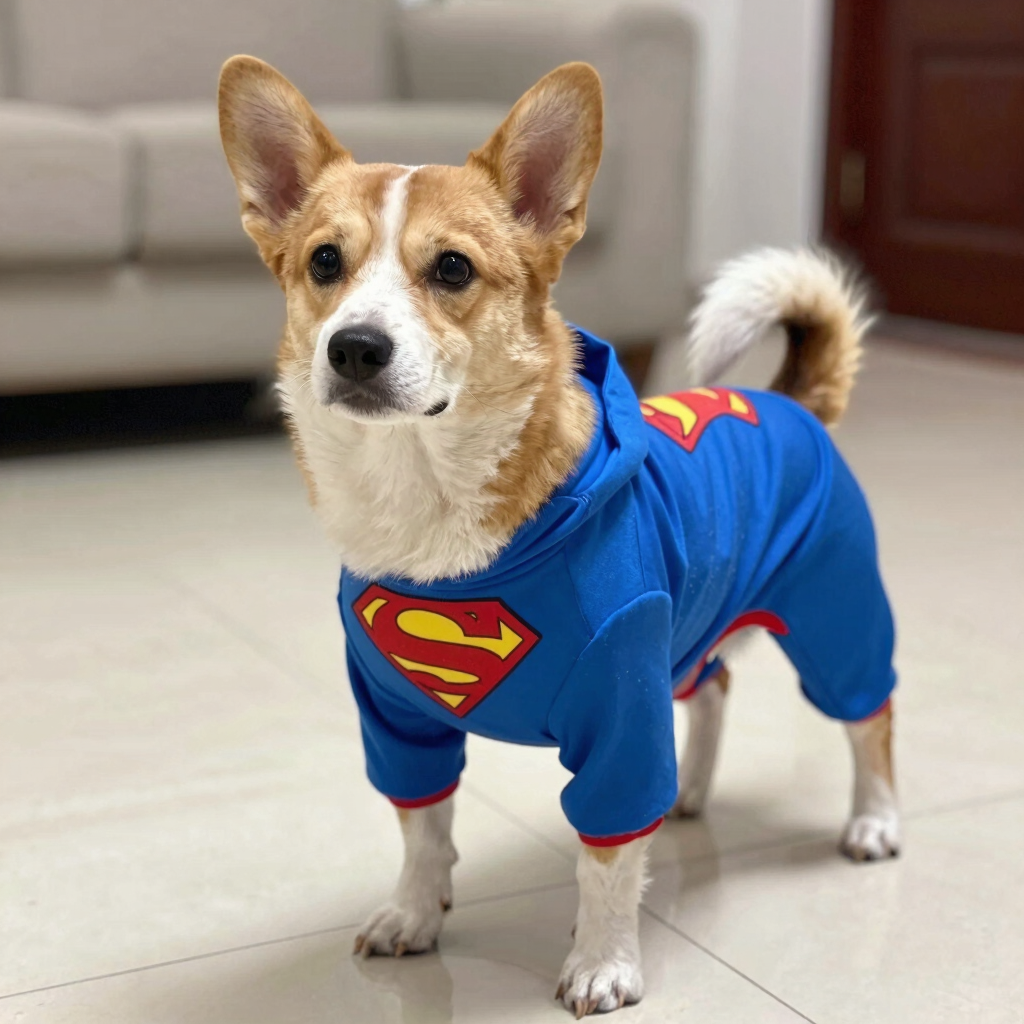 Pero tierno con traje de superman
