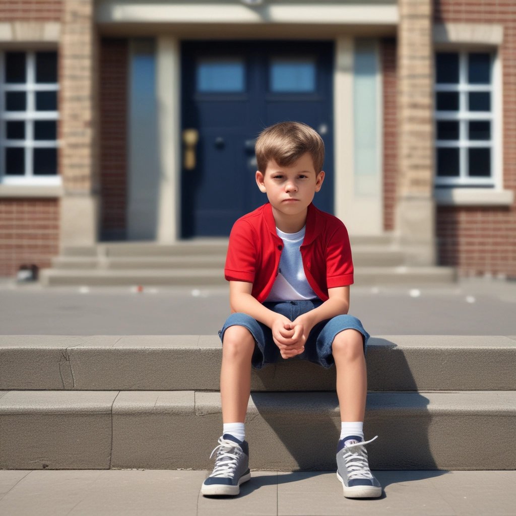 A young child sitting comfortably with headphones, eyes closed and a gentle smile, immersed in the audio program