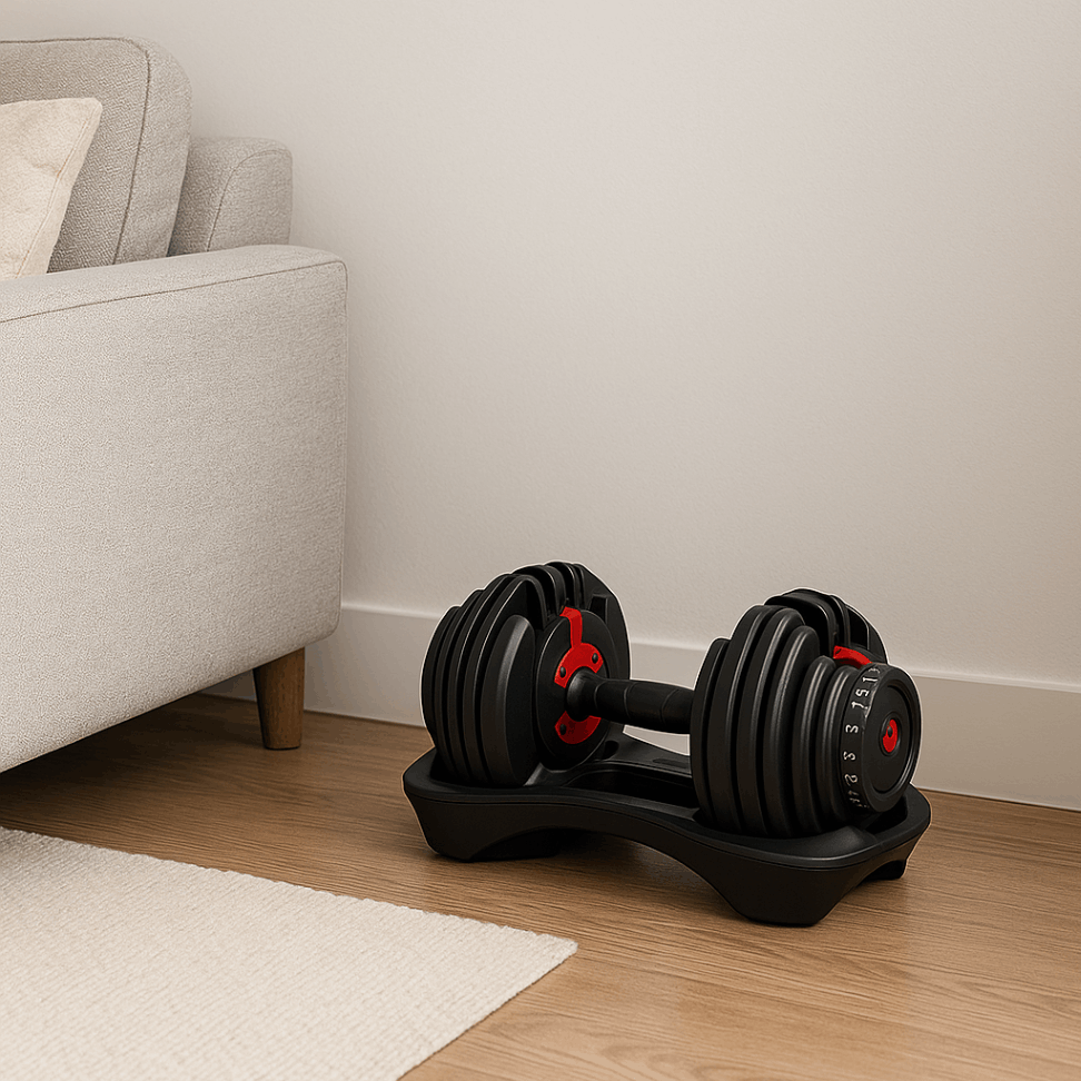 Bowflex SelectTech 552 on a wooden floor