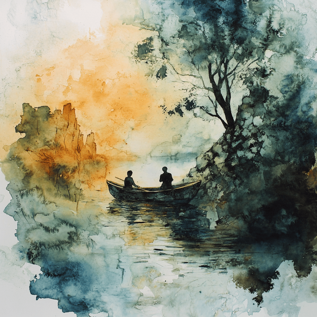 Une barque avec deux personnes