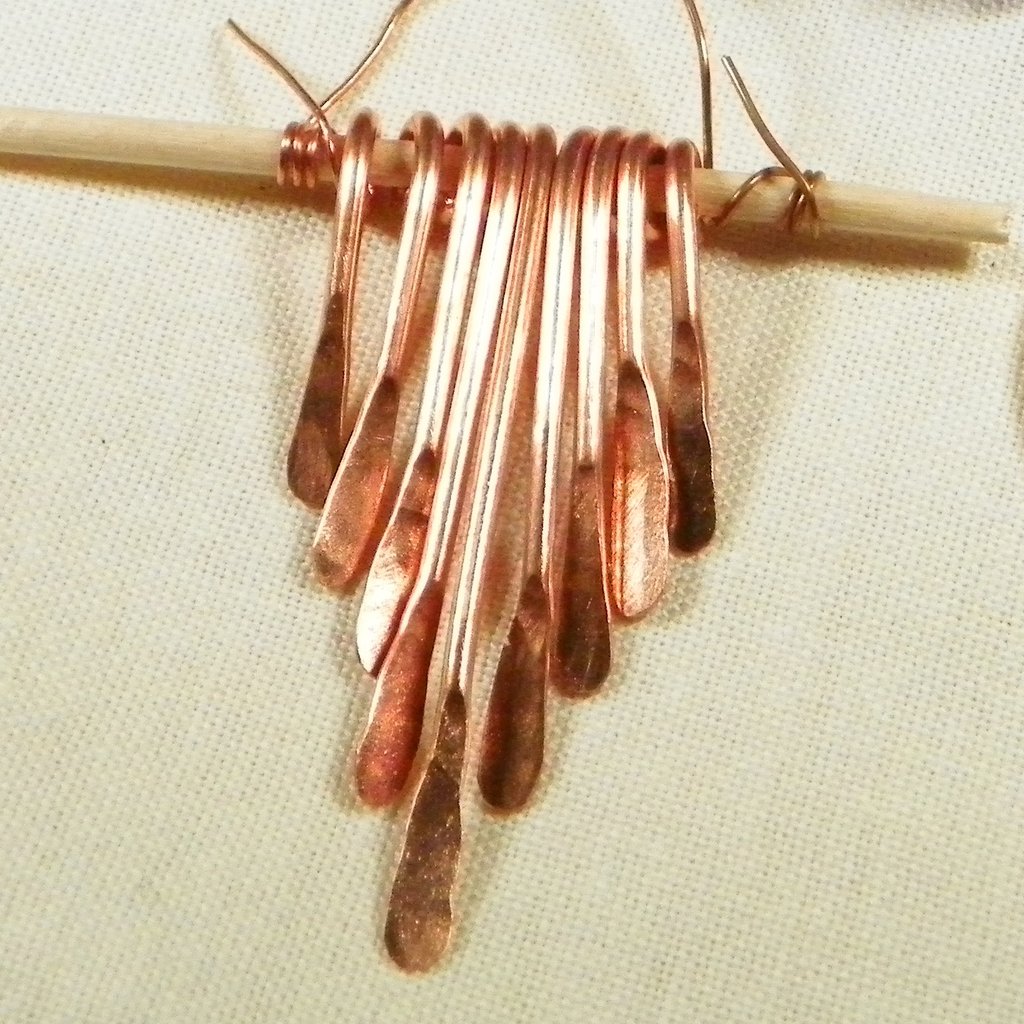Hammered large gauge copper pins for a pendant