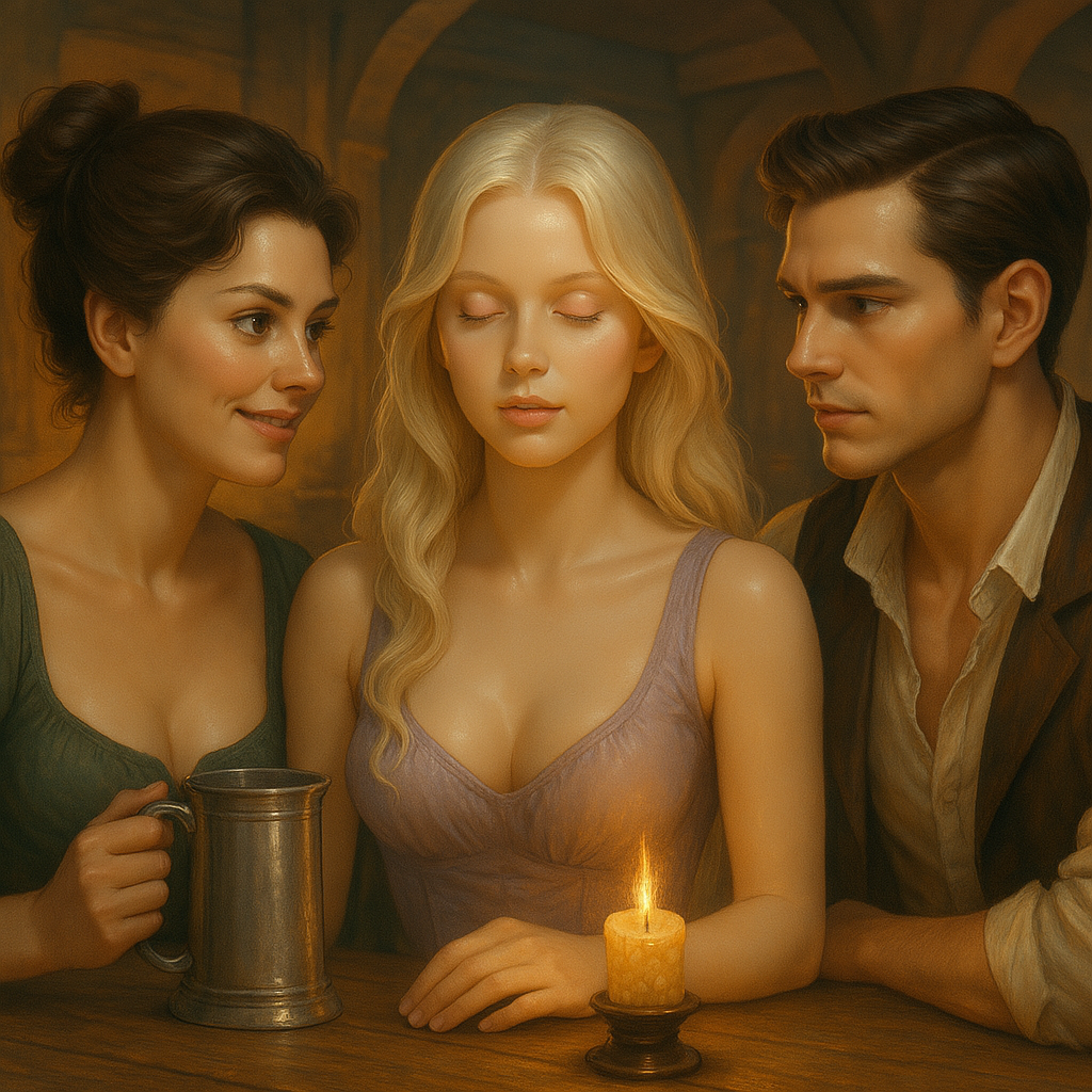 a man and woman sitting at a table with a candle