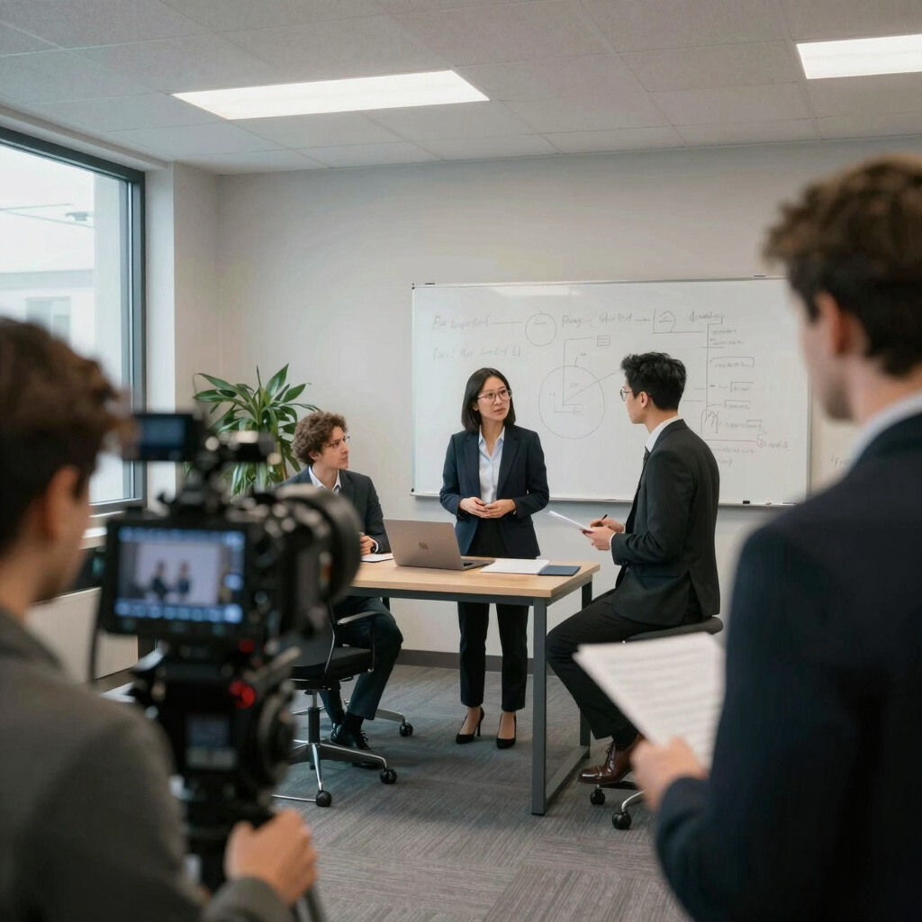 a man holding a camera and a video camera