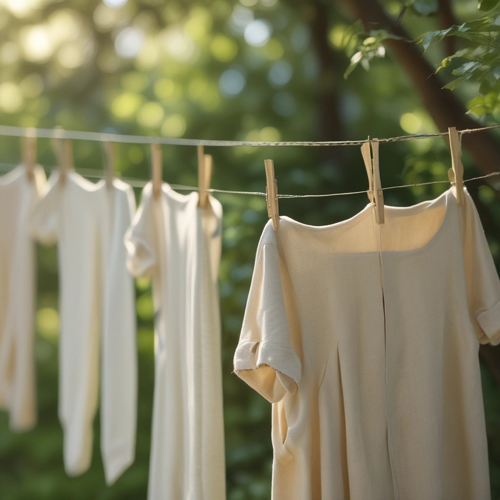Clothes hung on a clothes line outside
