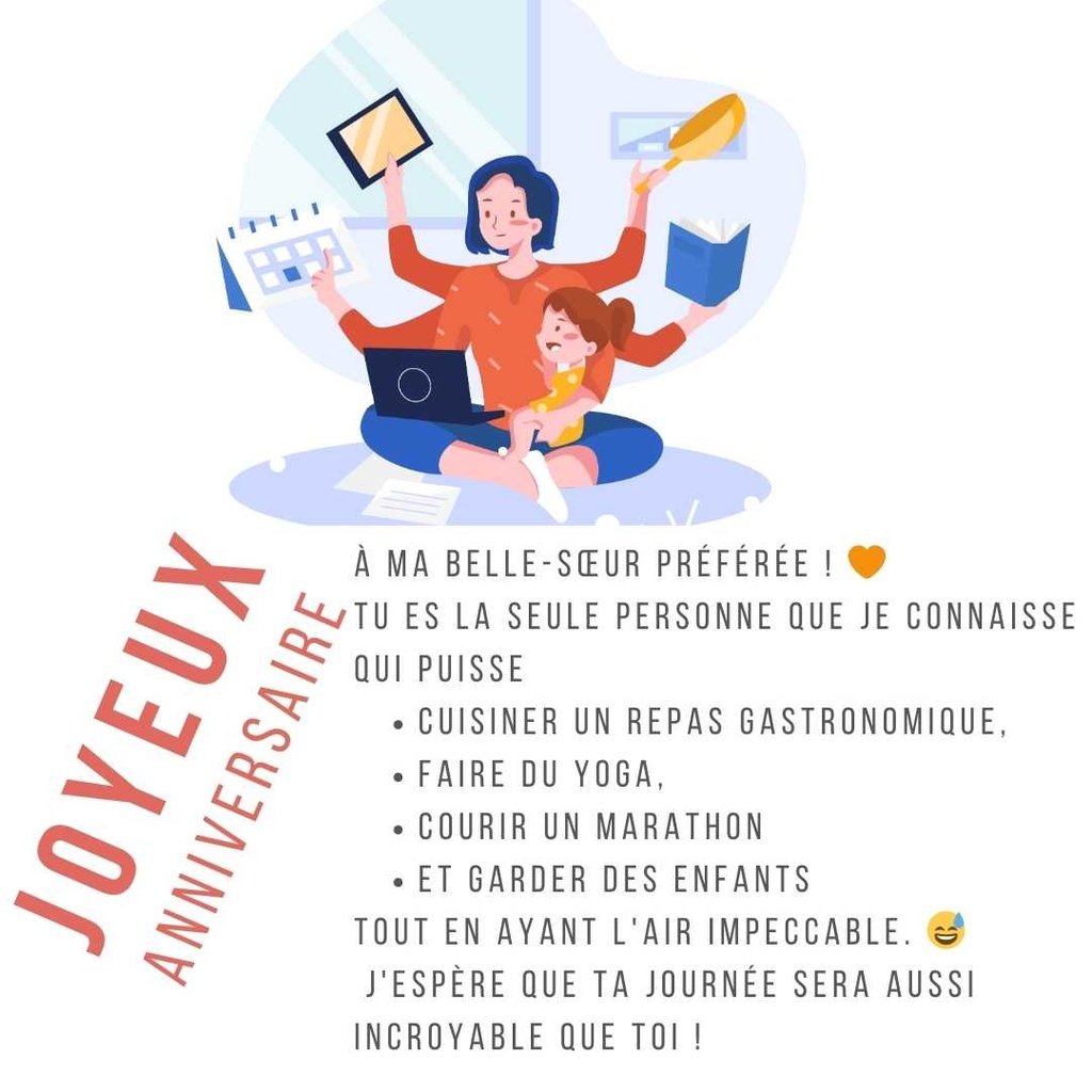 dessin de bon anniversaire pour une belle-soeur avec humour