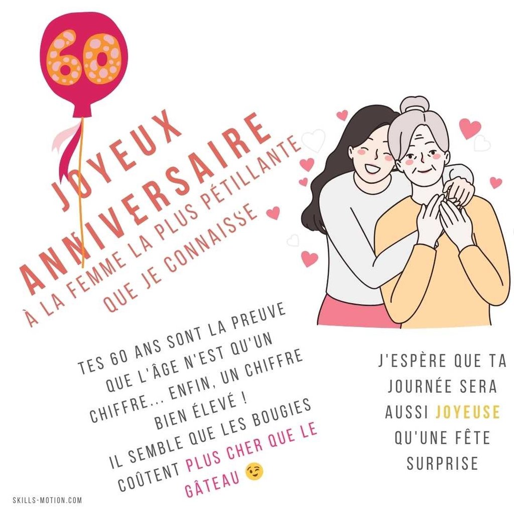 carte de joyeux anniversaire avec humour pour une femme de 60 ans