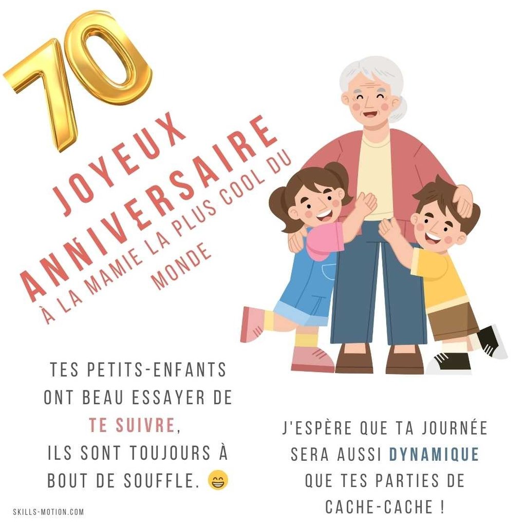 carte de joyeux anniversaire avec humour pour une femme de 70 ans