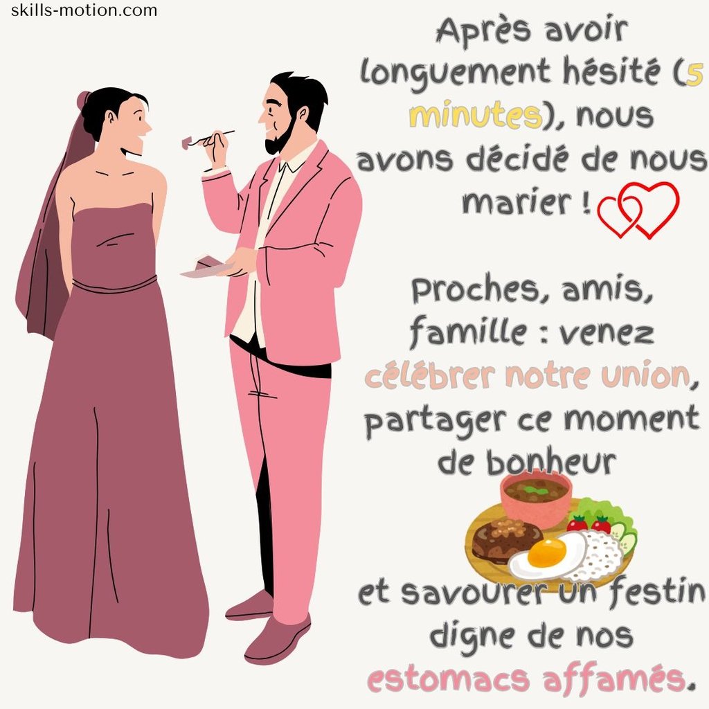 carte invitation repas mariage humour