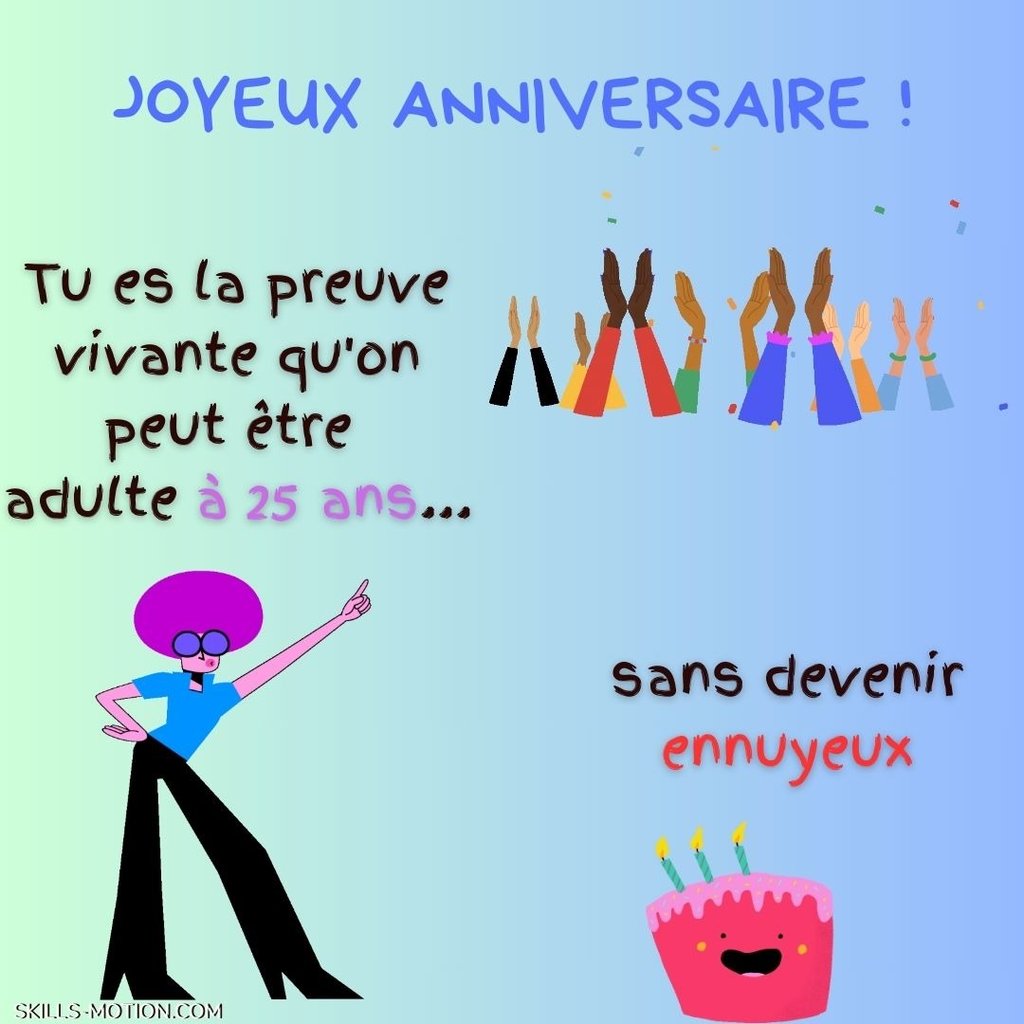 carte joyeux anniversaire humour jeune homme 25 ans