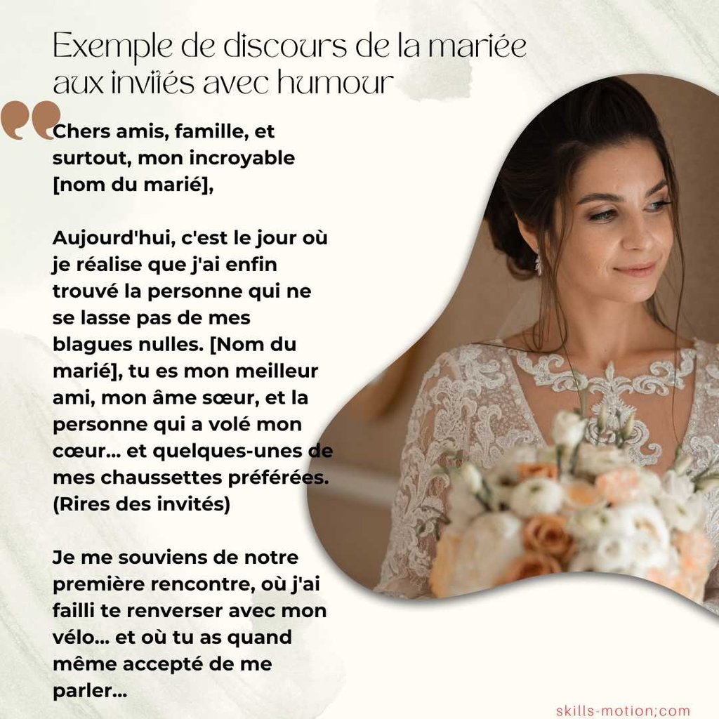 Exemple de discours de la mariee aux invites humour