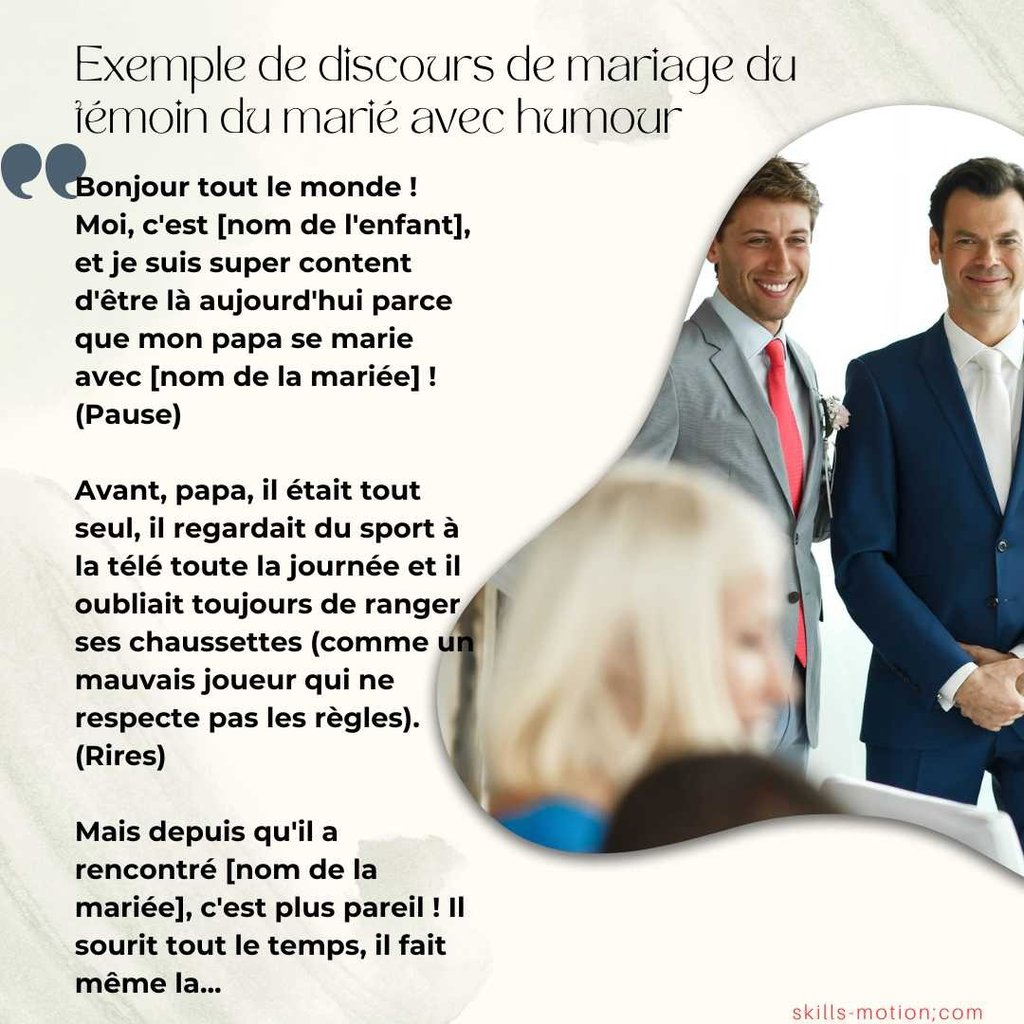 Exemple de discours de mariage du temoin du mareé avec humour