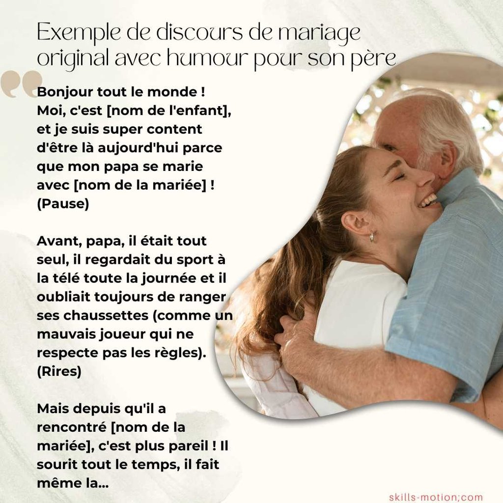 Exemple de discours de mariage original avec humour pour son pere