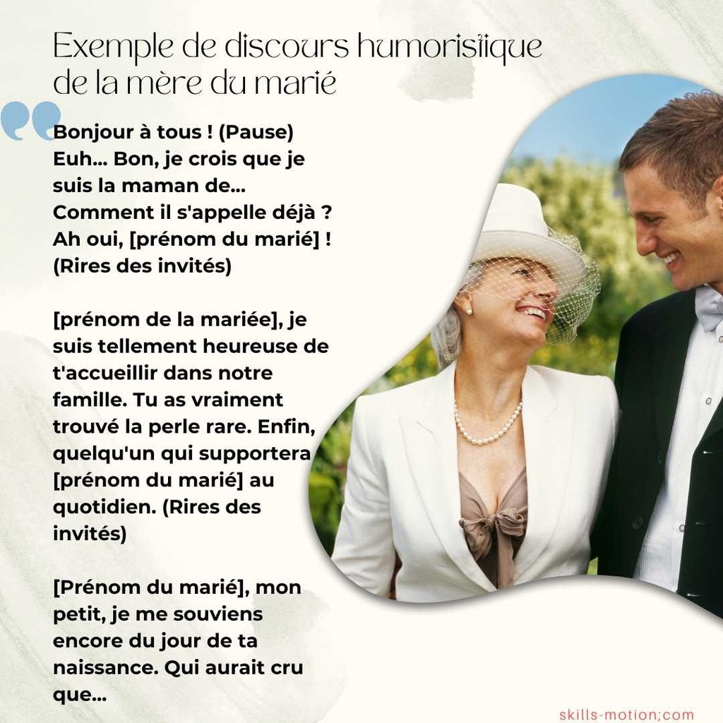 Exemple de discours humoristique de la mere du marie