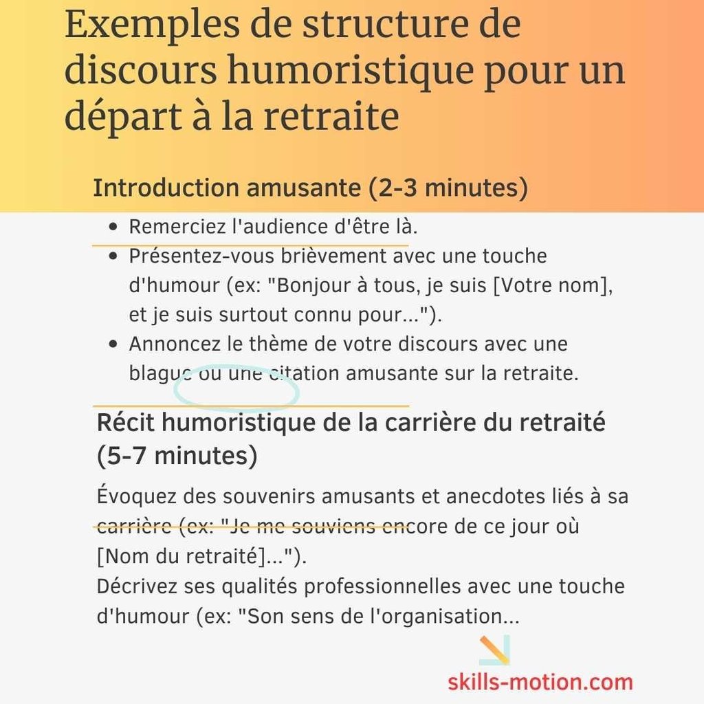 Exemple de structure de discours humoristique pour un depart a la retraite