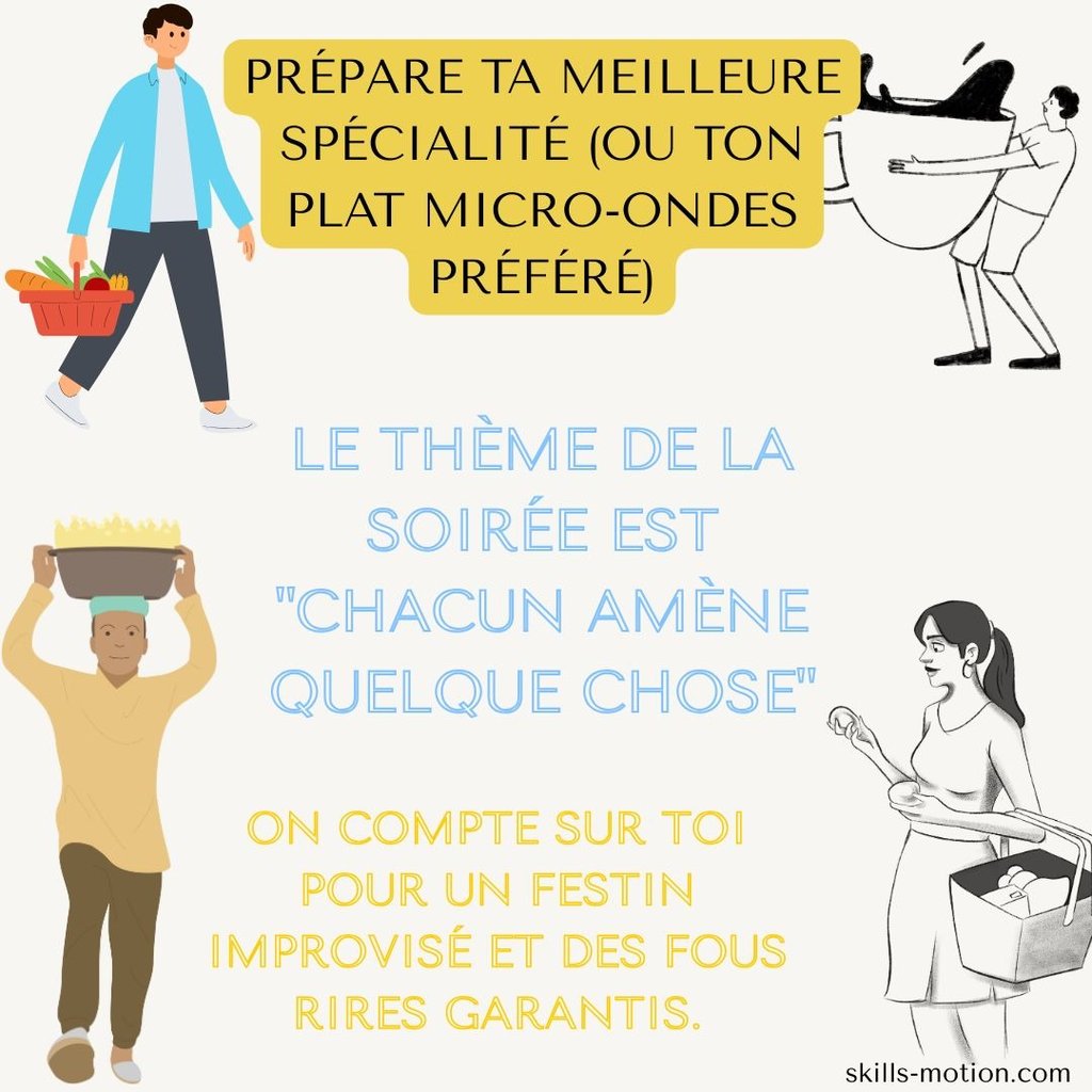 image texte invitation chacun amene quelque chose