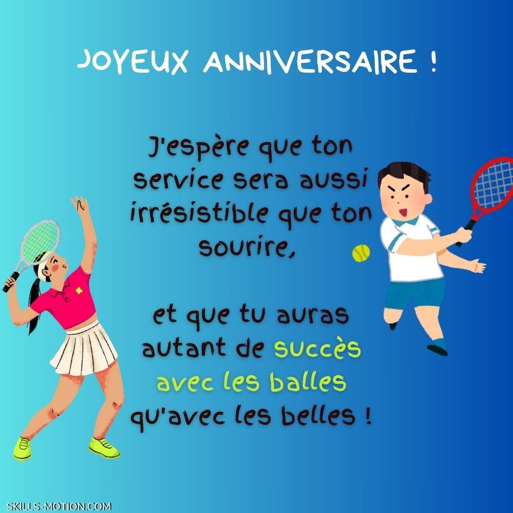 image voeux joyeux anniversaire tennis humour