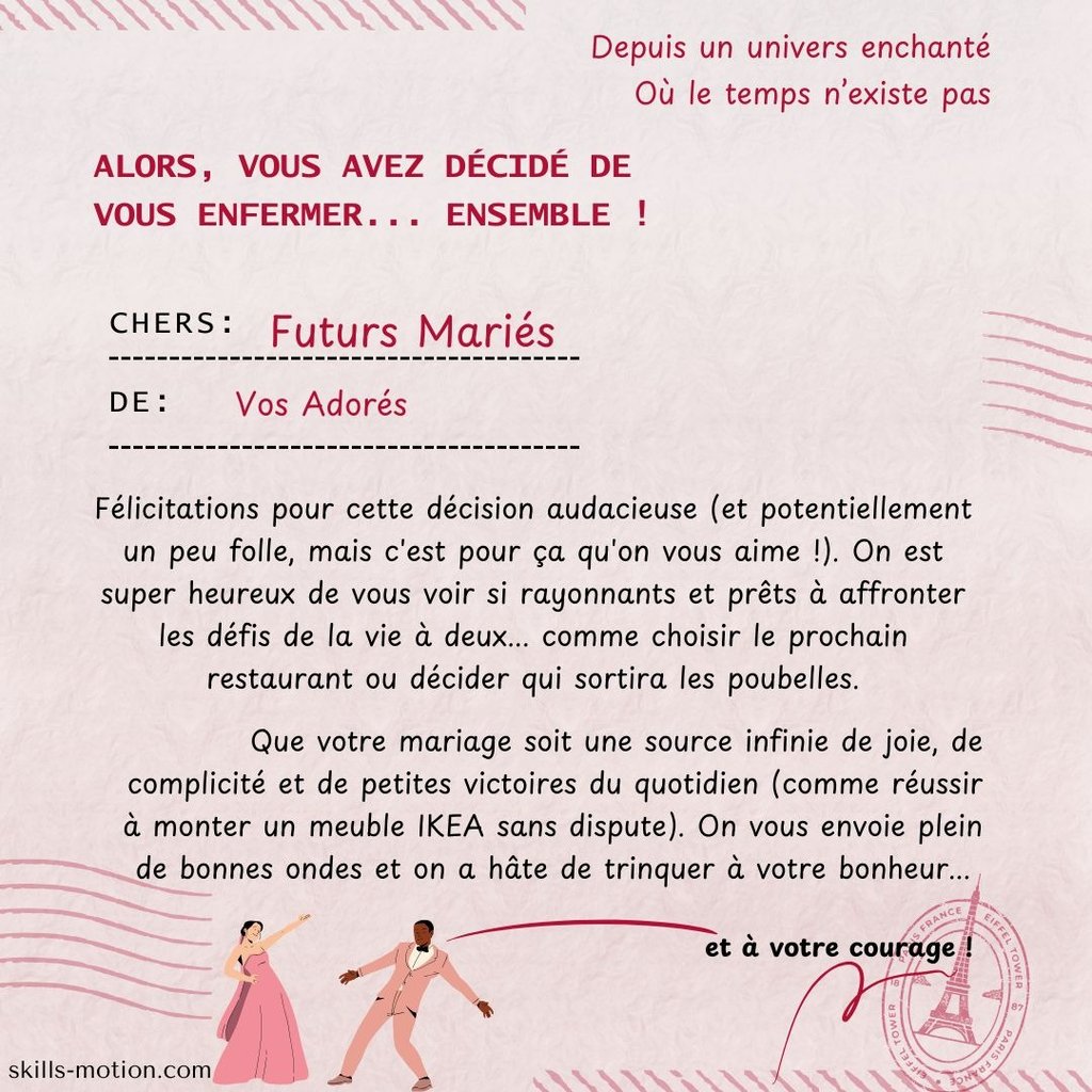 lettre felicitation mariage humour