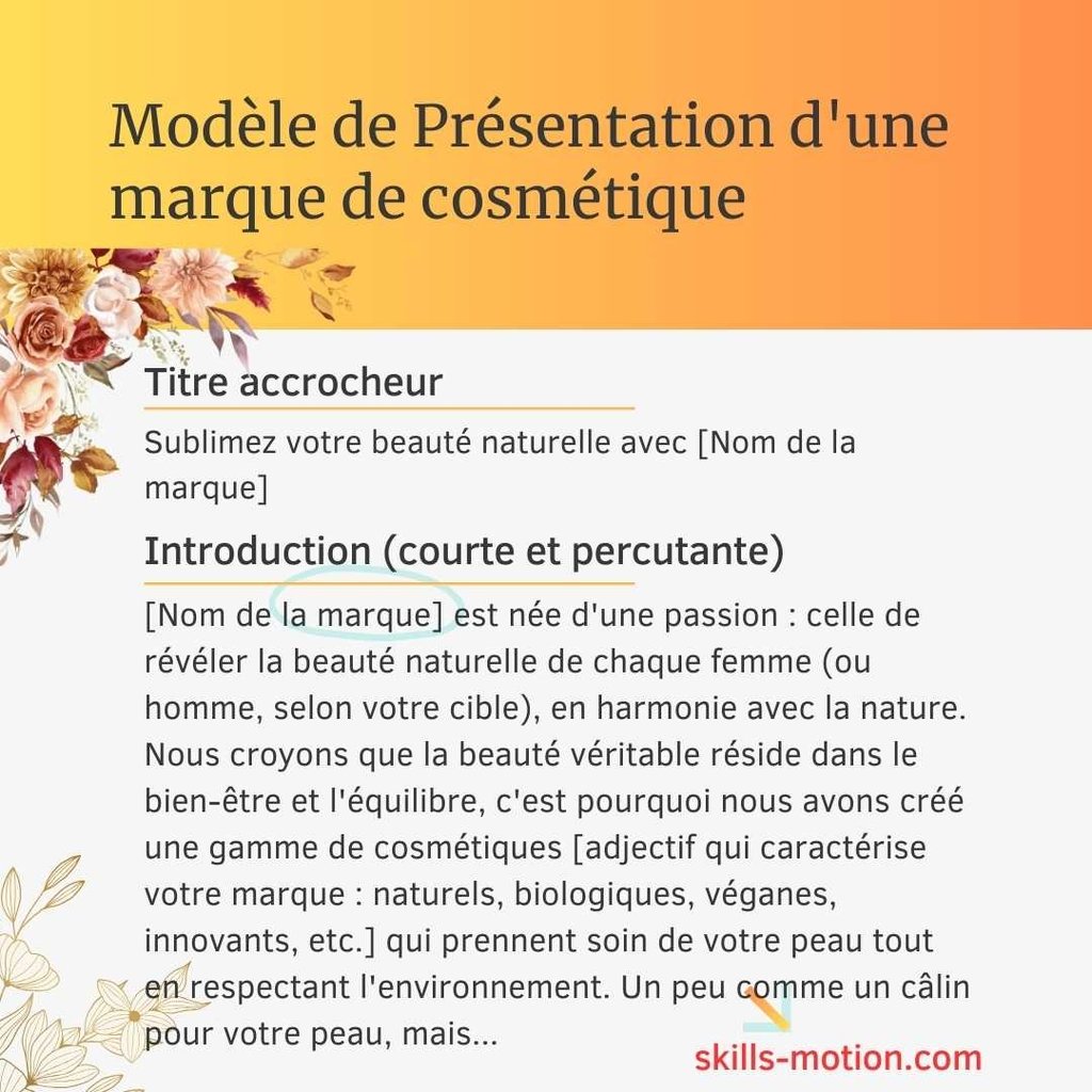 modele texte de presentation d une marque de cosmetique