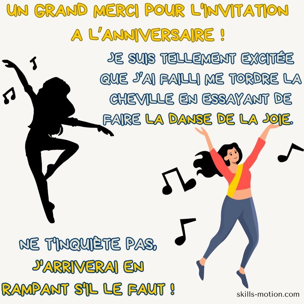 reponse invitation anniversaire humoristique