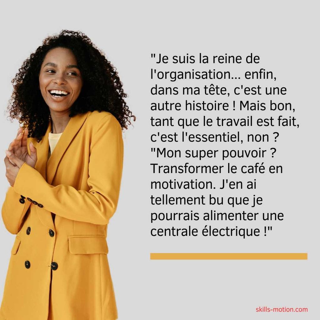 Se décrire avec humour : exemples pour une femme
